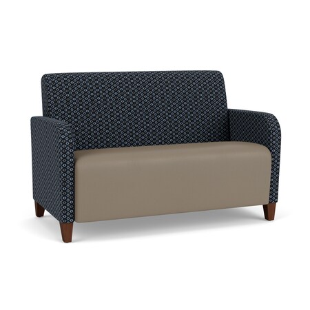 Lesro Siena Lounge Reception Loveseat, Walnut, RS Night Sky Back, MD Farro Seat, RS Night Sky Arm Panels SN1501